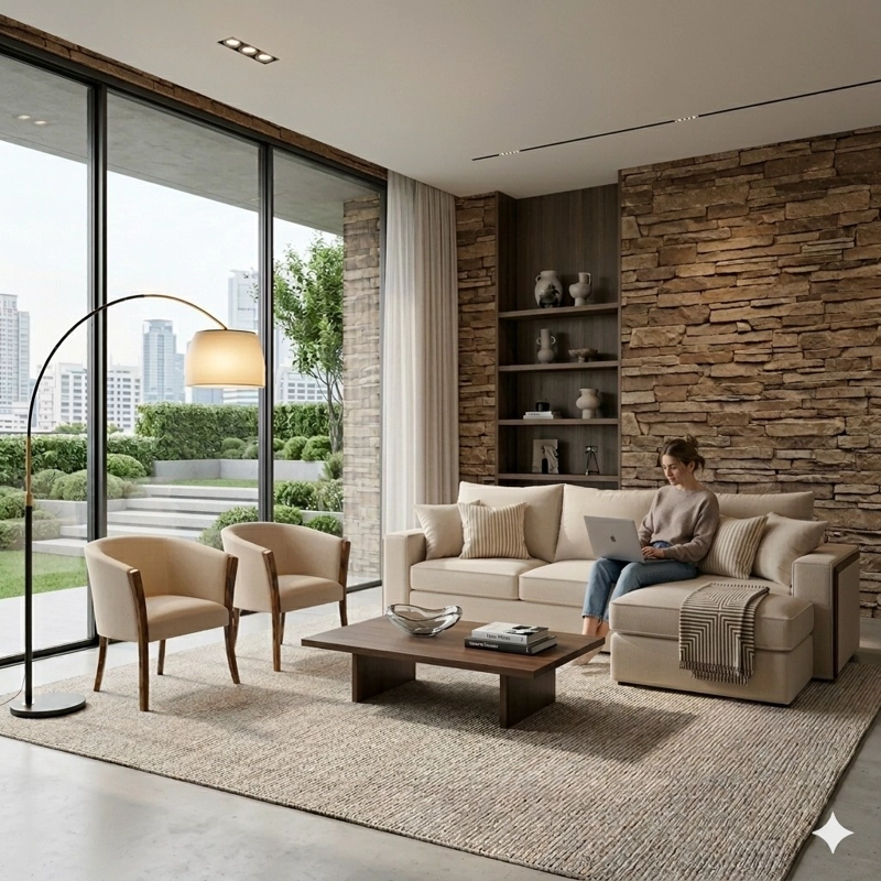 LIVING 311 ANAKENA BEIGE SECCIONAL DE RESORTES CON DOS SITIALES MADERA TAPIZADOS - 3