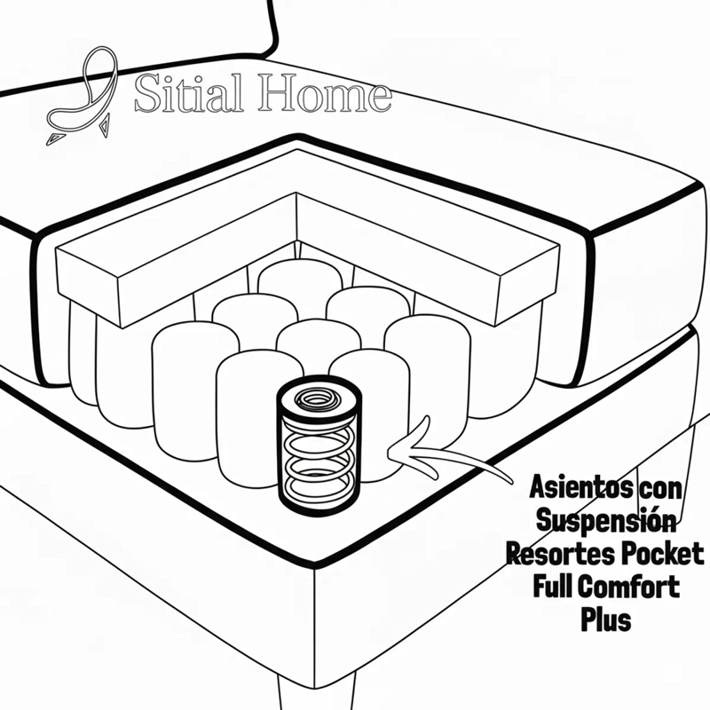 LIVING 311 JACK NEGRO CUERO SINTETICO ENVEJECIDO SECCIONAL + 2 POLTRONAS CON RESORTES - 6