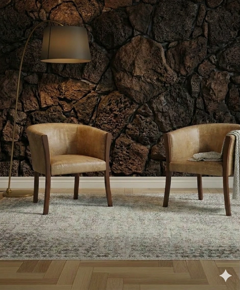 LIVING 311 OREGON  BEIGE CUERO SINTETICO ENVEJECIDO SOFA 3 CUERPOS RESORTES + 2 SITIALES DE MADERA - 3