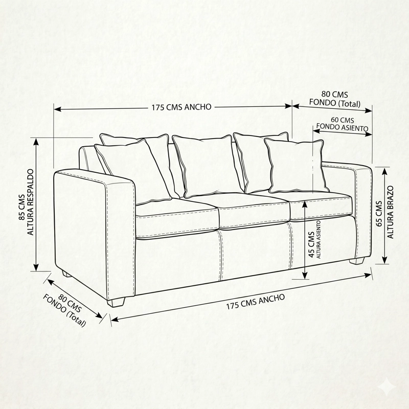 LIVING 311 KENTUCKY BEIGE CUERO SINTETICO ENVEJECIDO SOFA 3 CUERPOS  MAS 2 SITIALES MADERA - 3
