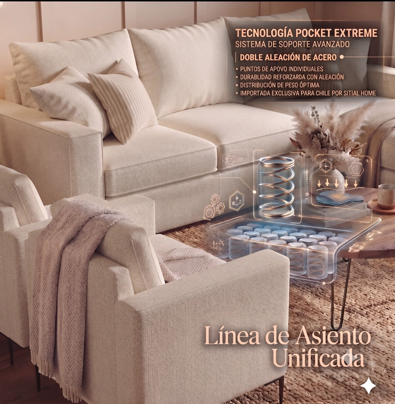 JUEGO DE LIVING 311 BOHEMIA EXTREME BEIGE - 2