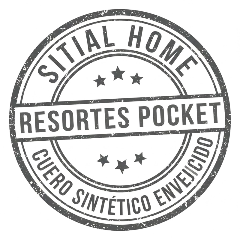 SECCIONAL INTERCAMBIABLE BURTON CAFE CUERO SINTETICO ENVEJECIDO RESORTES POCKET - 4