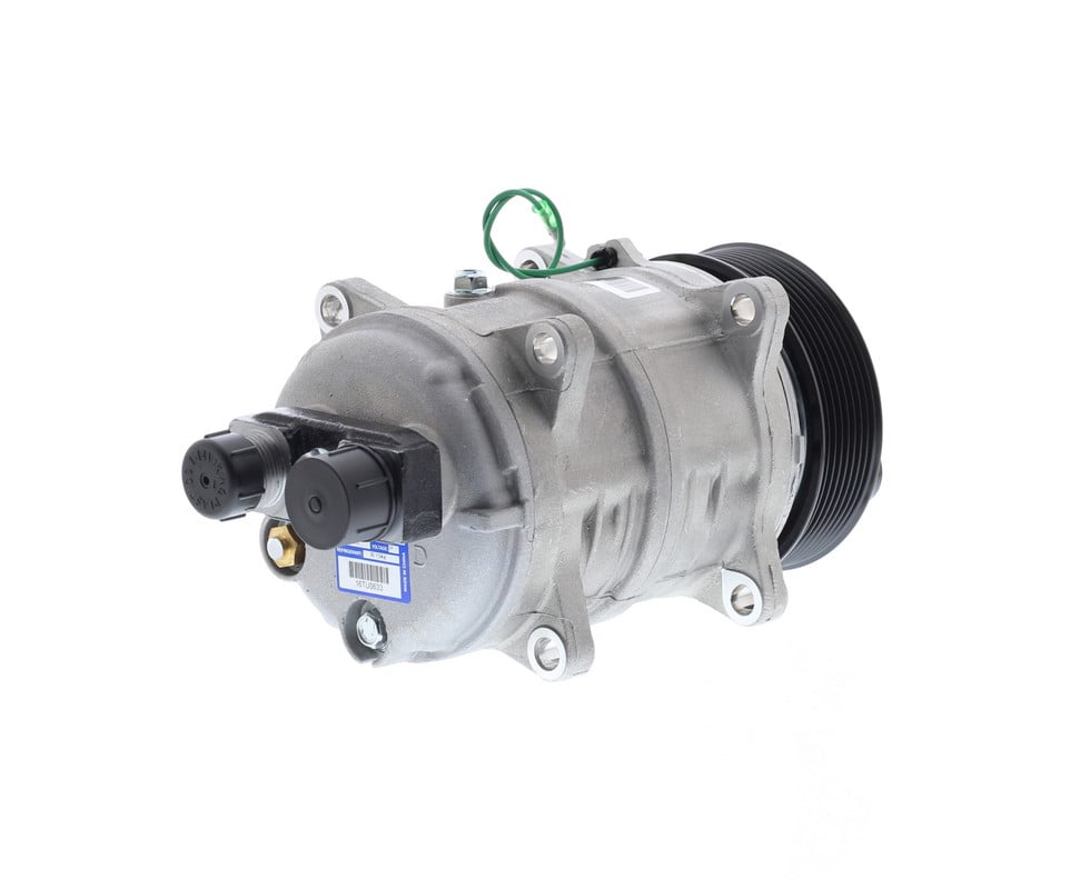 COMPRESOR DE A/C QUE TM16 8PK 24V 123MM SALIDA HORIZONTAL - 1