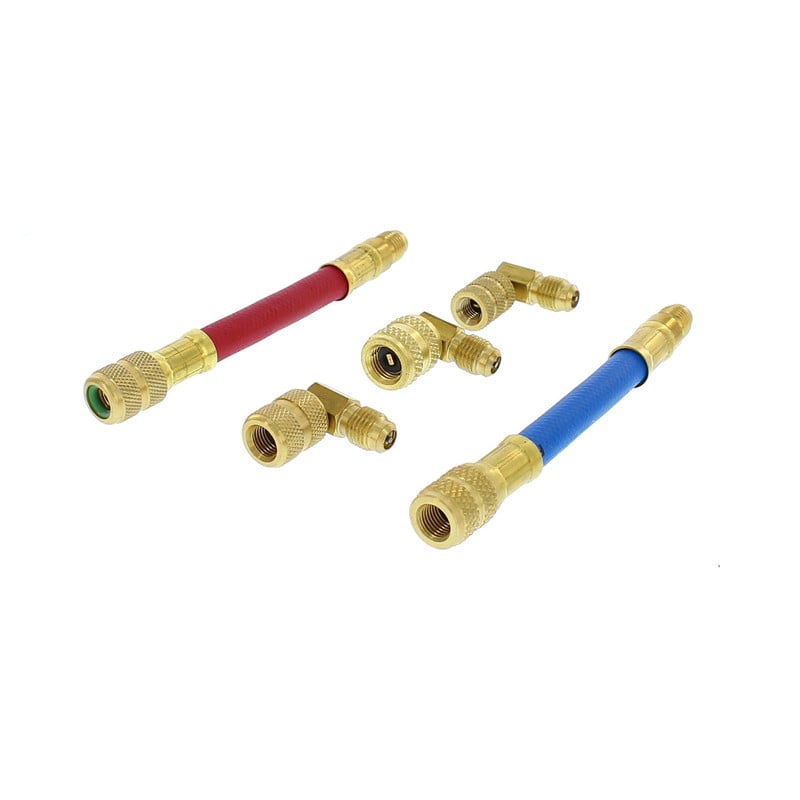 KIT NIPLES ADAPTADORES PARA TEST Y CARGA DE GAS REFRIGERANTE - 1