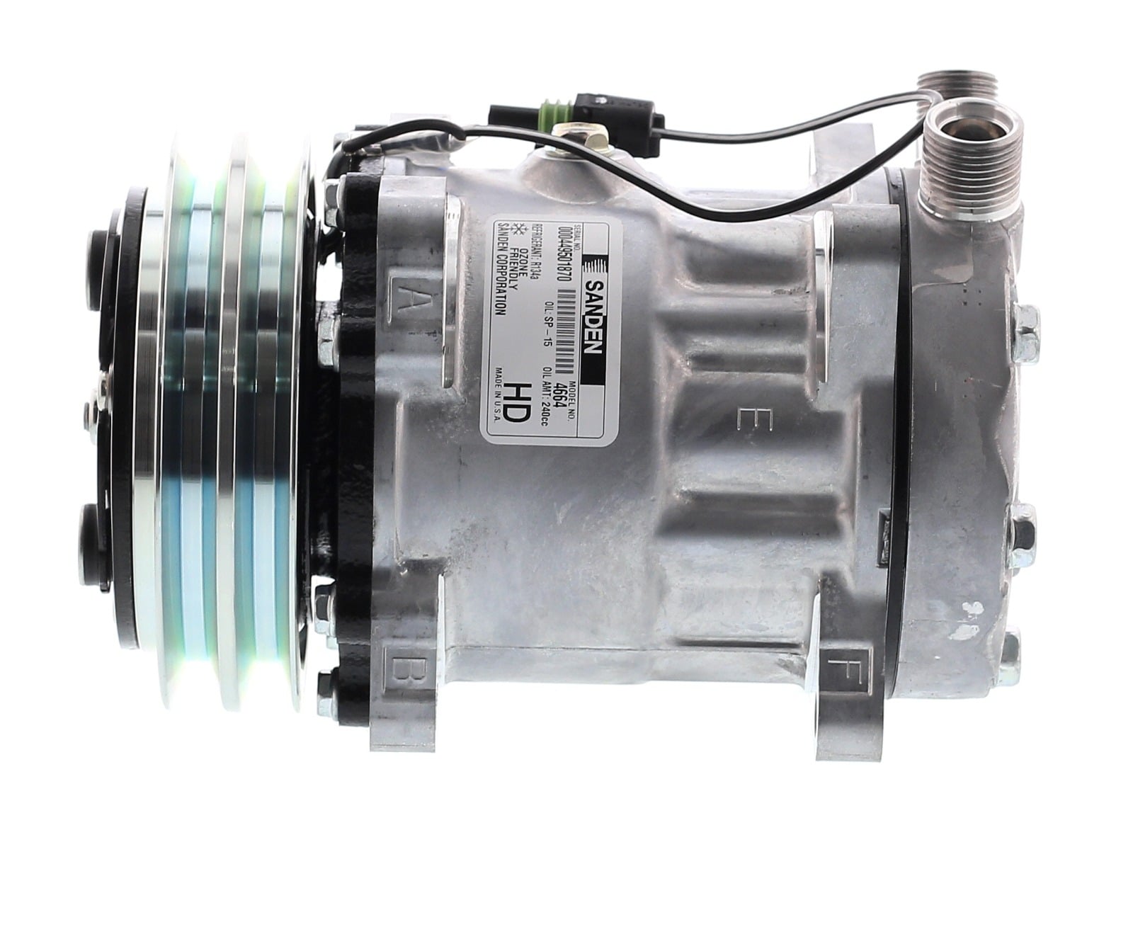 COMPRESOR AMERICAN AIR SD7H15 2A 12V 132MM MONTAJE OREJAS TAPA JD 8024 4664 SANDEN - 1