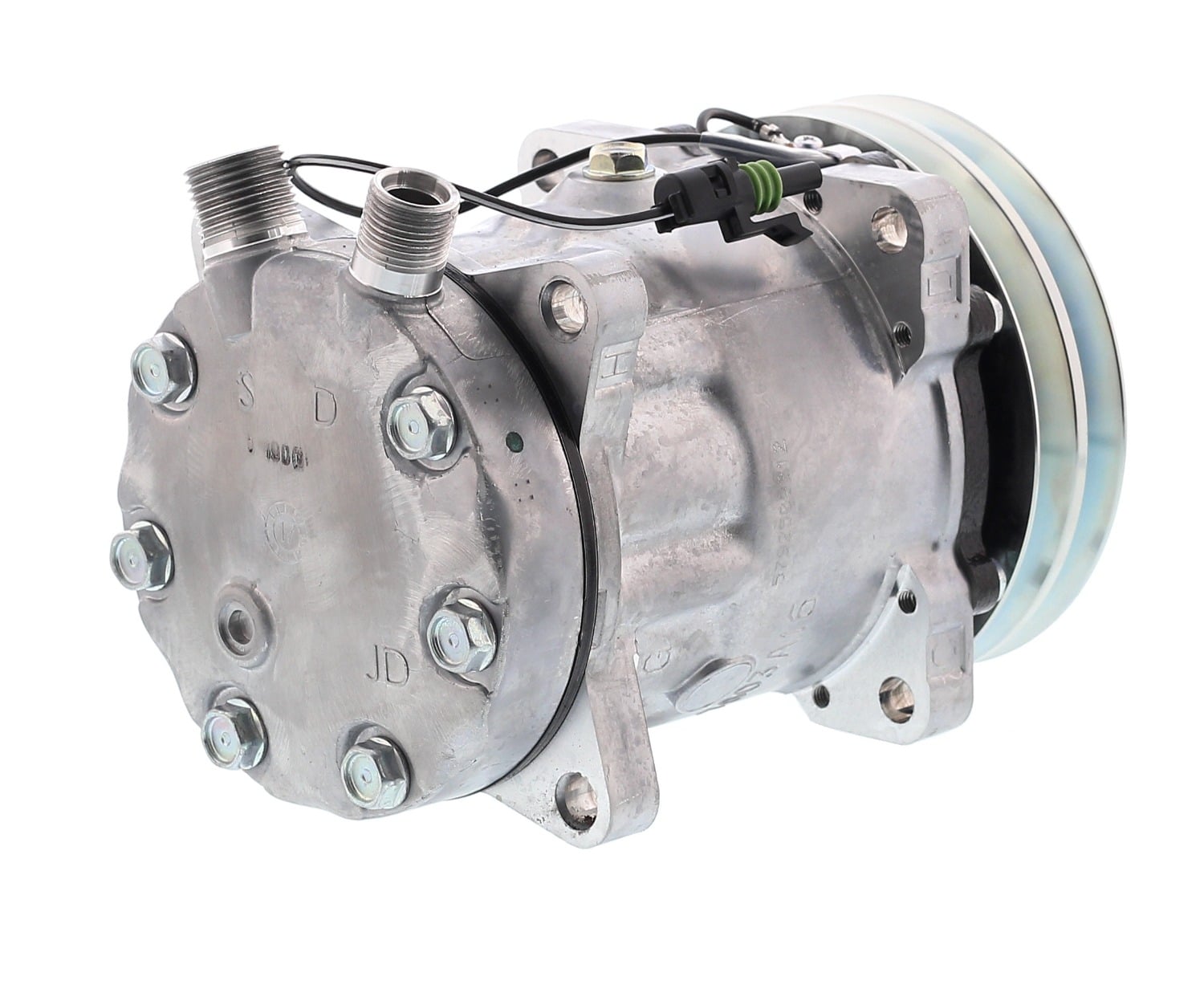COMPRESOR AMERICAN AIR SD7H15 2A 12V 132MM MONTAJE OREJAS TAPA JD 8024 4664 SANDEN - 3