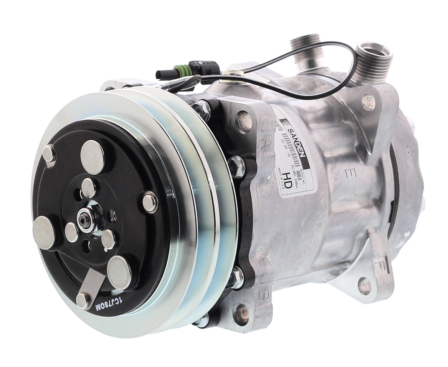 COMPRESOR AMERICAN AIR SD7H15 2A 12V 132MM MONTAJE OREJAS TAPA JD 8024 4664 SANDEN - 7
