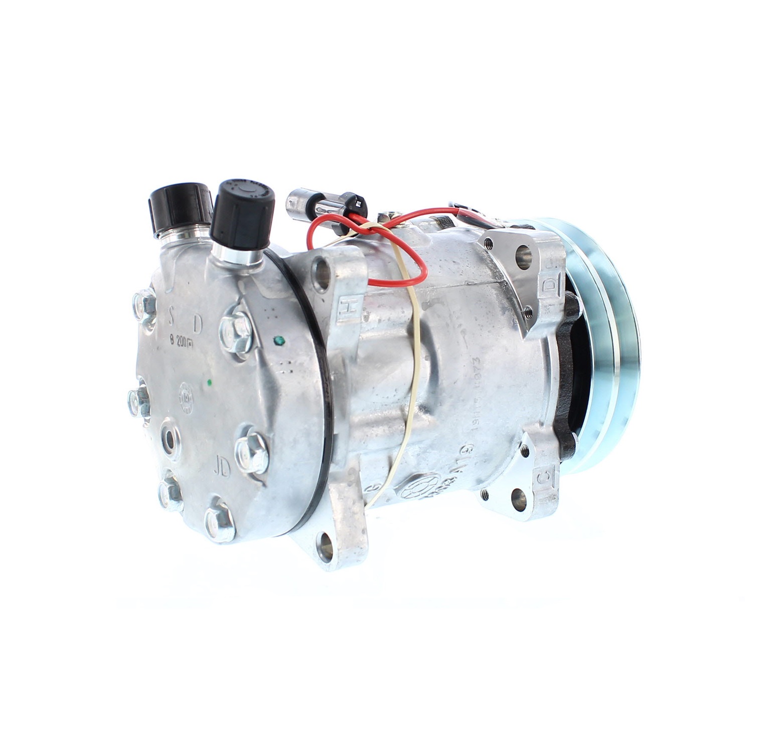 COMPRESOR DE AC AMERICAN AIR SD7H15 2A 24V 125MM MONTAJE OREJAS TAPA JD 4652 SANDEN - 3