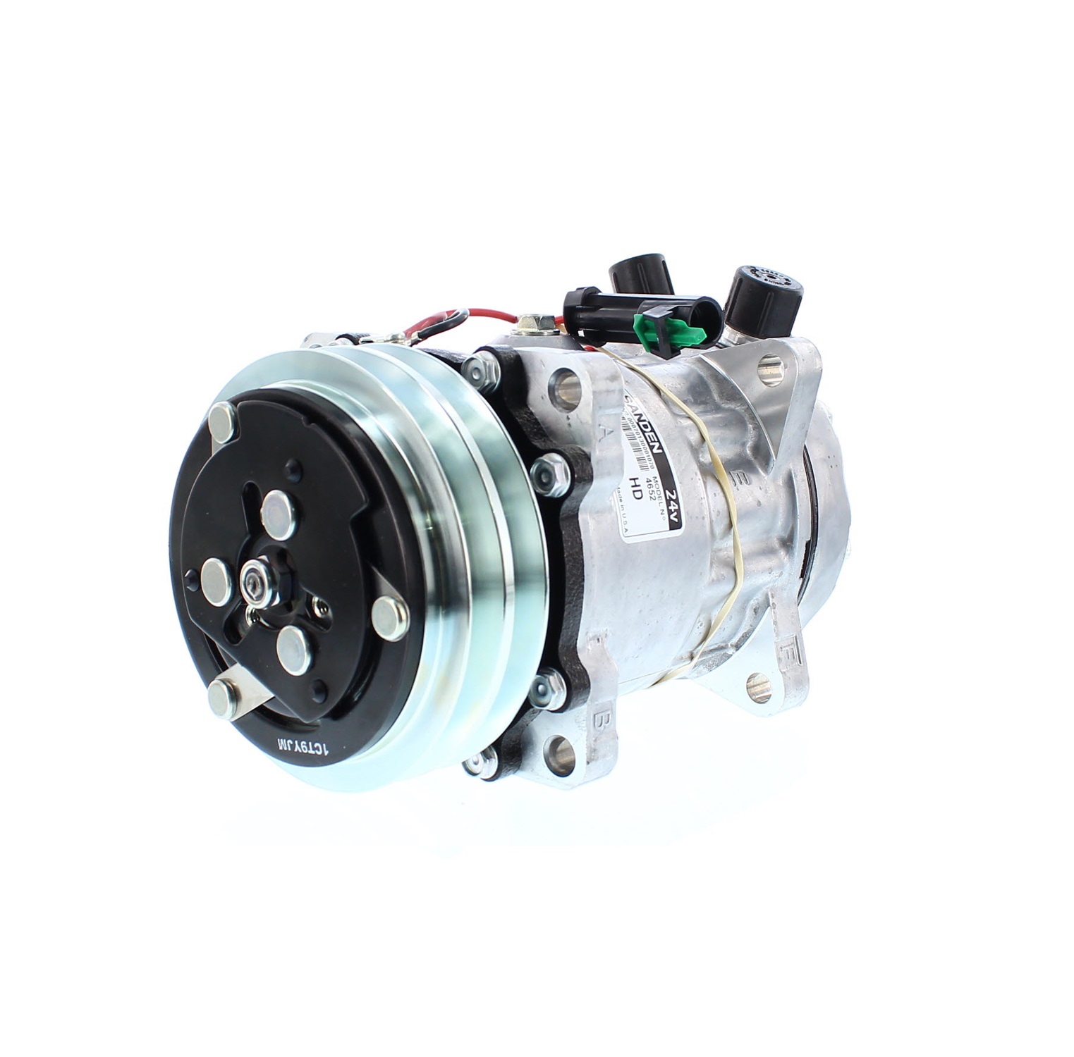 COMPRESOR DE AC AMERICAN AIR SD7H15 2A 24V 125MM MONTAJE OREJAS TAPA JD 4652 SANDEN - 7
