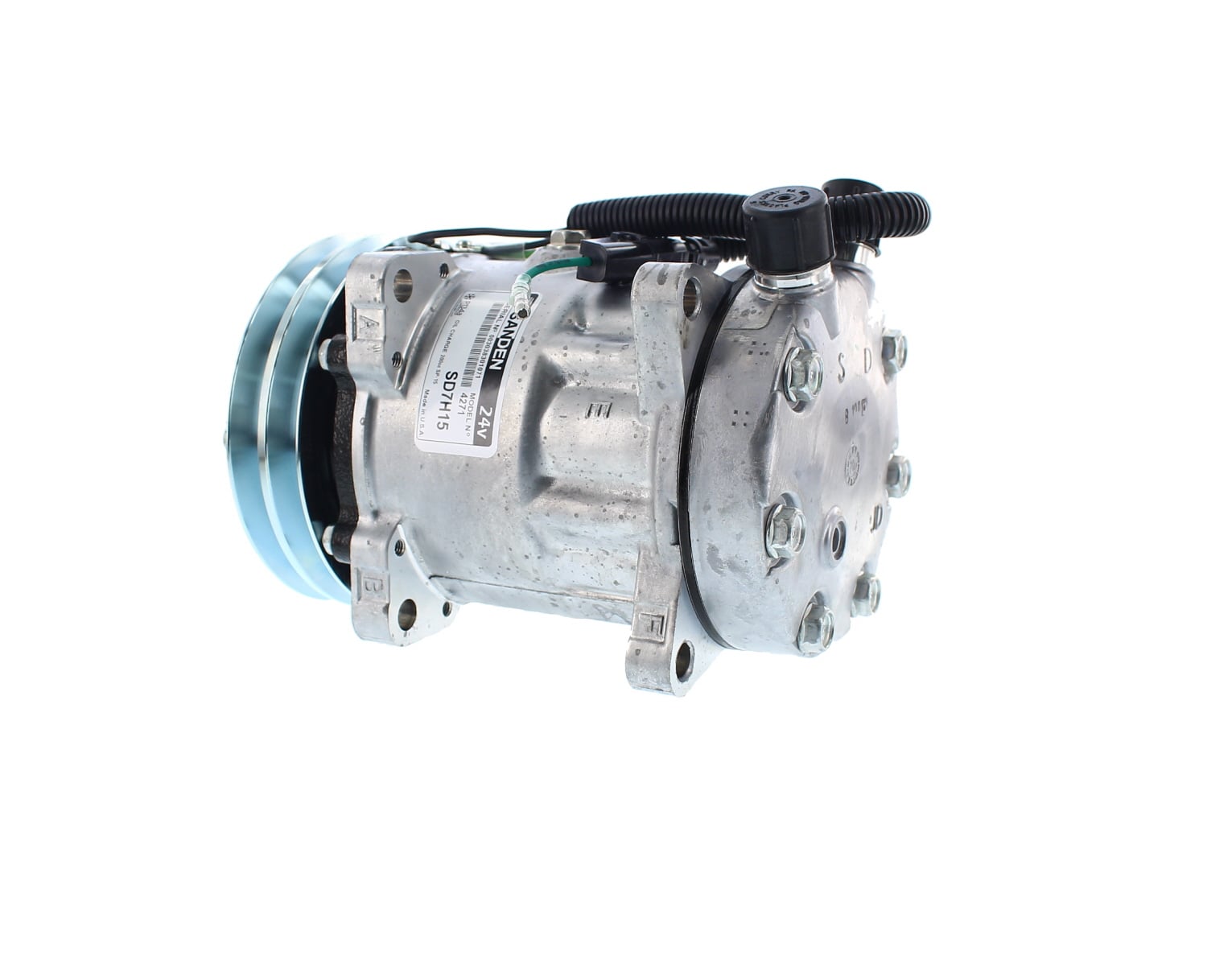 COMPRESOR DE AC AMERICAN AIR SD7H15 2A 24V 132MM TAPA JD 4271 SANDEN - 2