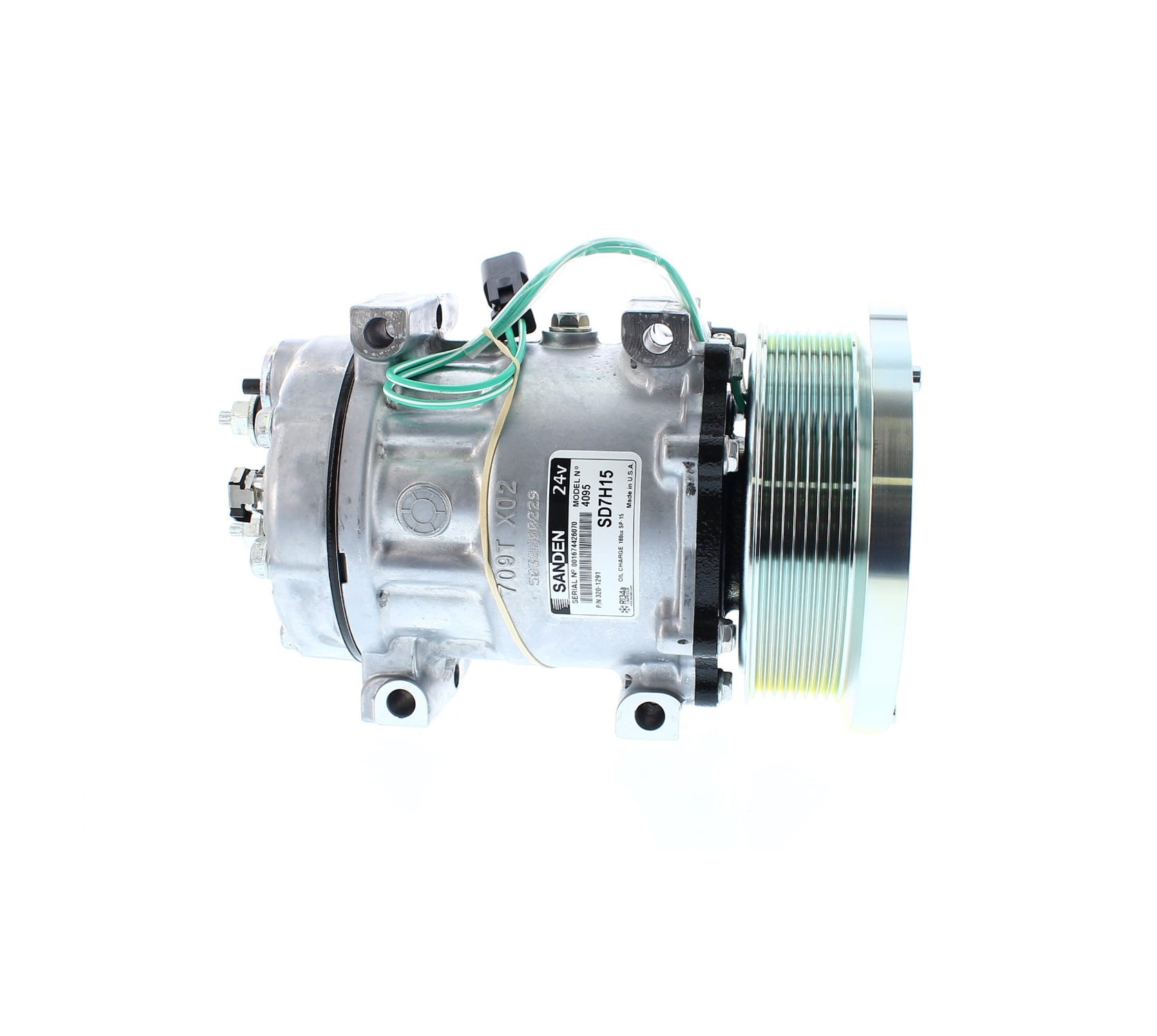 COMPRESOR DE AC AMERICAN AIR 7H15 8PK 24V 133MMM MONTAJE DIRECTO CATERPILLAR 4095 SANDEN - 5