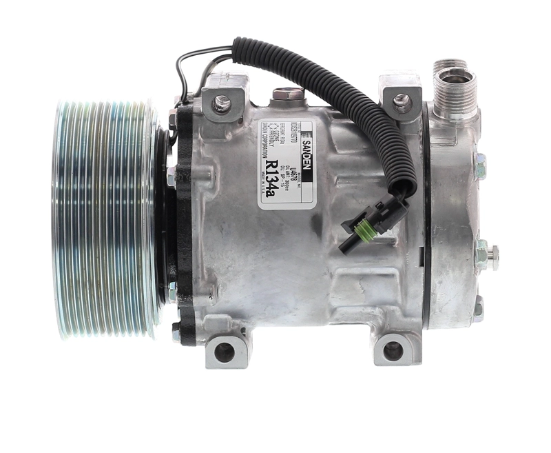 COMPRESOR DE AC 7H15 10PK 12V 119MM LARGO MONTAJE DIRECTO TAPA JD 4405 SANDEN - 1