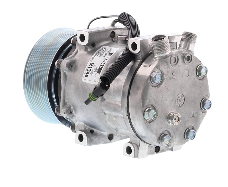 COMPRESOR DE AC 7H15 10PK 12V 119MM LARGO MONTAJE DIRECTO TAPA JD 4405 SANDEN - 2