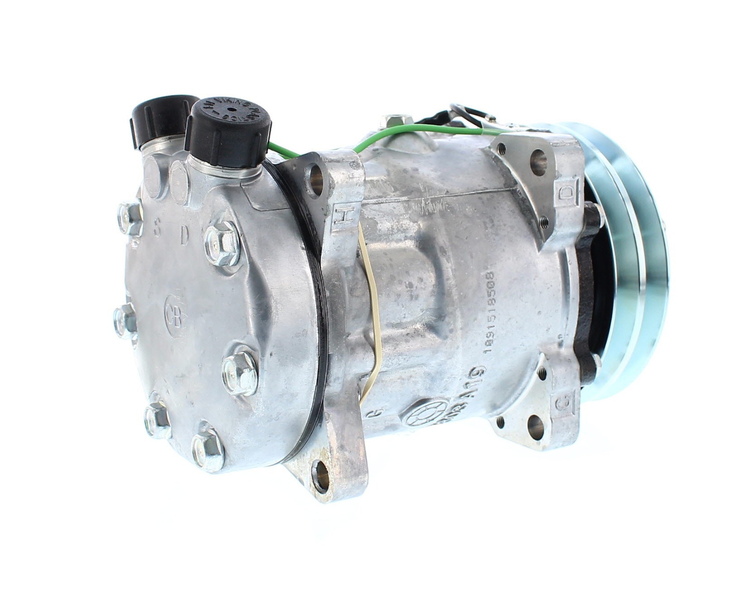 COMPRESOR DE AC AMERICAN AIR 7H15 2A 24V 125MM MONTAJE OREJAS TAPA CB 4743 SANDEN - 4