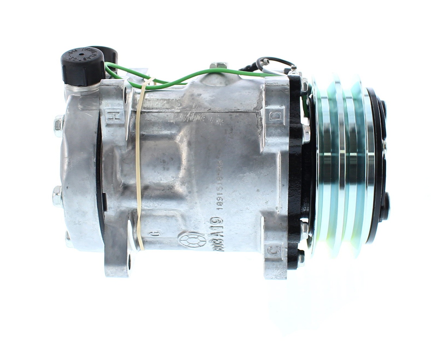 COMPRESOR DE AC AMERICAN AIR 7H15 2A 24V 125MM MONTAJE OREJAS TAPA CB 4743 SANDEN - 5