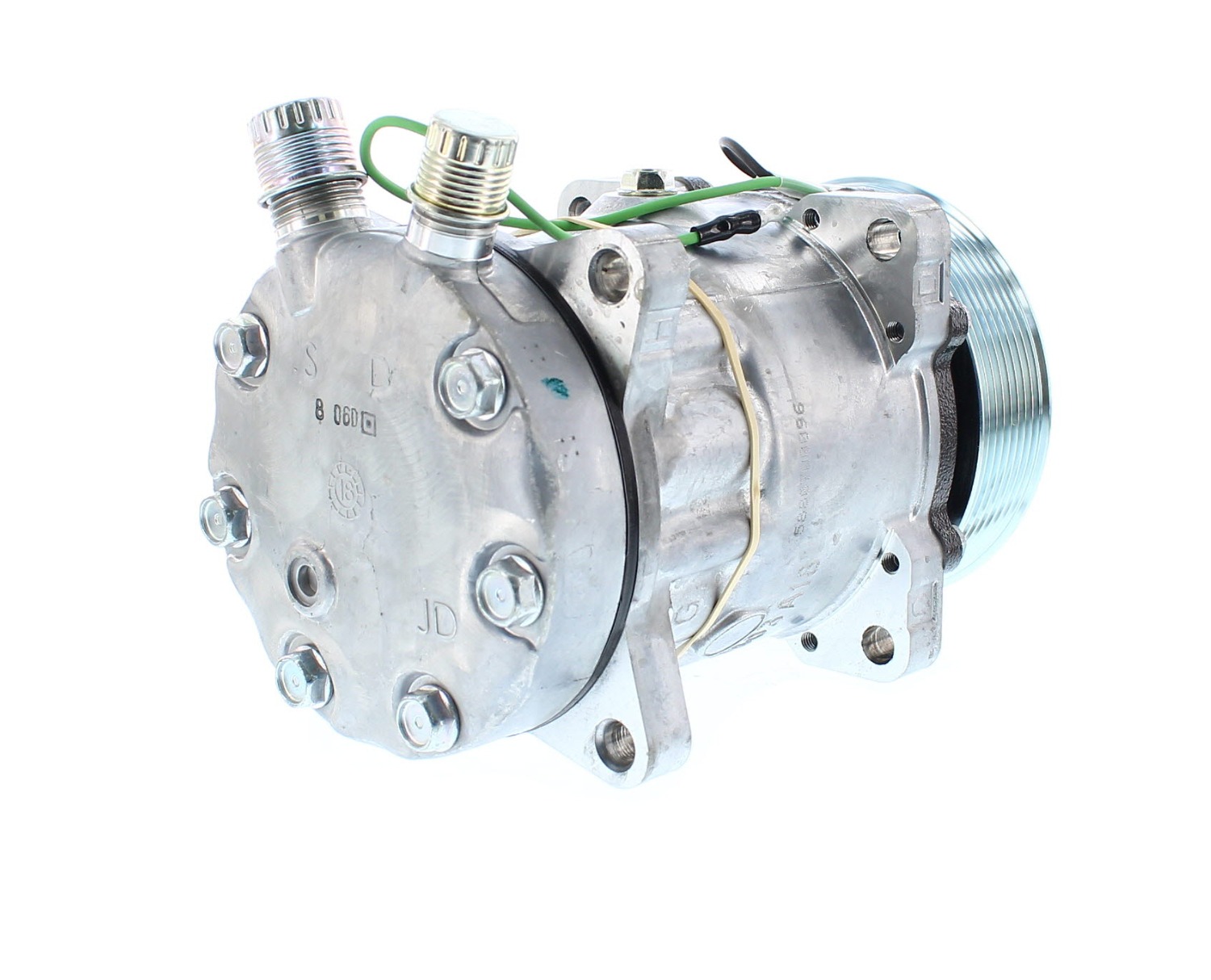 COMPRESOR DE AC AMERICAN AIR 7H15 8PK 119MM 24V TAPA JD-FN SALIDA VERTICAL MONTAJE 4762 4443 SANDEN - 4