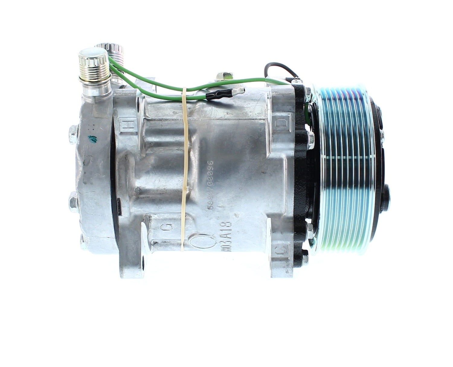 COMPRESOR DE AC AMERICAN AIR 7H15 8PK 119MM 24V TAPA JD-FN SALIDA VERTICAL MONTAJE 4762 4443 SANDEN - 5