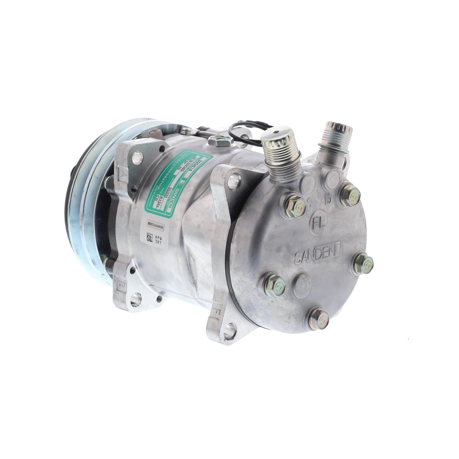 COMPRESOR DE AC AMERICAN AIR 5H14 2A 12V 132MM M. OREJAS TAPA FL 6626 6664 4509 SANDEN - 2