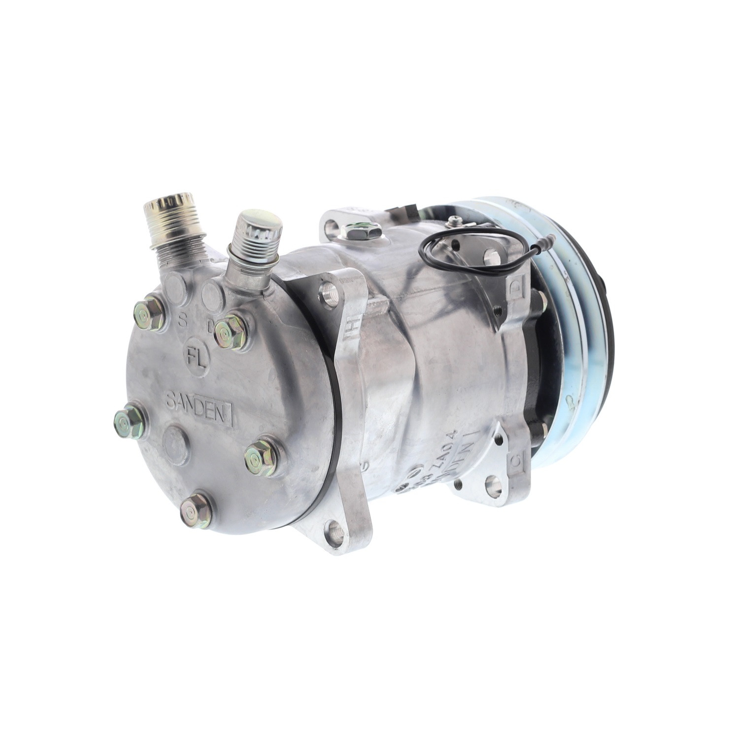 COMPRESOR DE AC AMERICAN AIR 5H14 2A 12V 132MM M. OREJAS TAPA FL 6626 6664 4509 SANDEN - 4