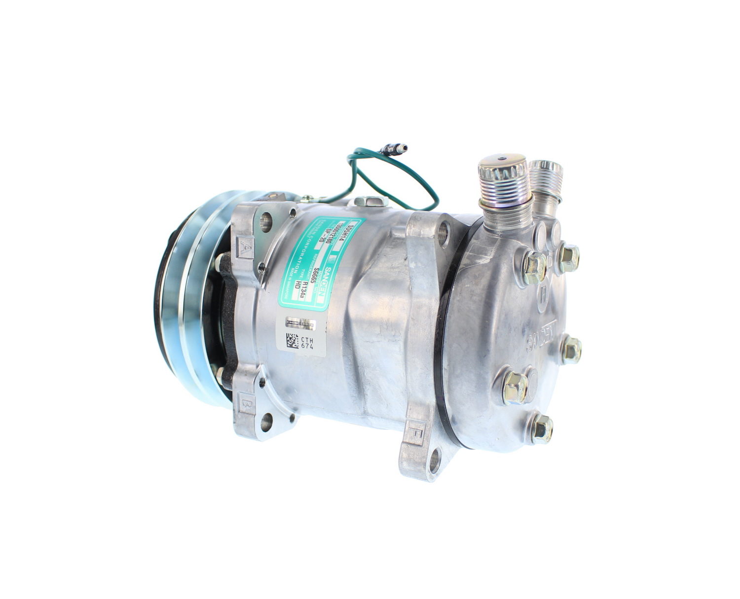 COMPRESOR DE AC SD5H14HD 2A 24V 132MM TAPA FL SALIDA VERTICAL ORING 6665 SANDEN - 2