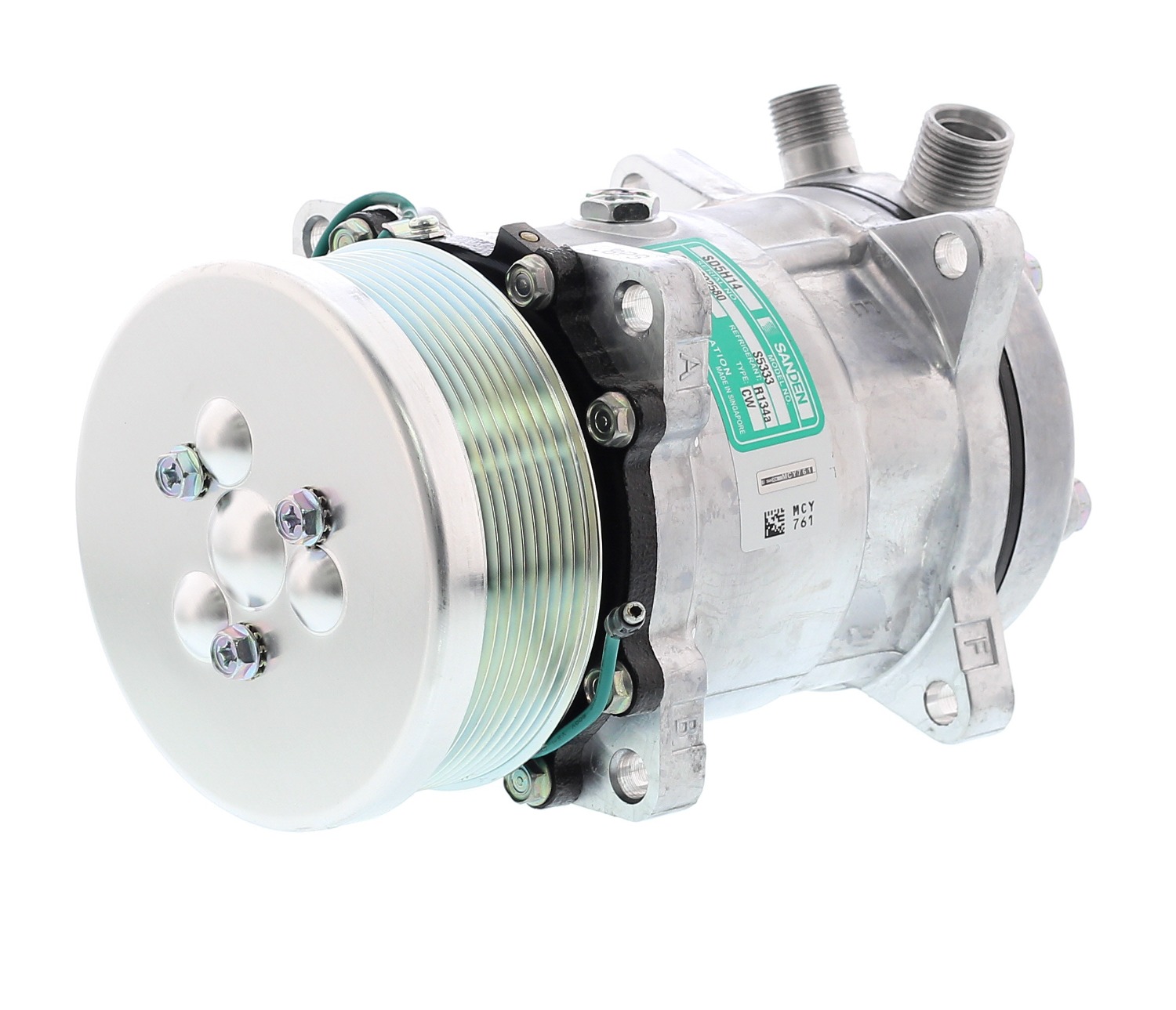 COMPRESOR DE AC AMERICAN AIR 5H14 8PK 24V 119MM MONTAJE OREJAS TAPA FL 6697 SANDEN - 8