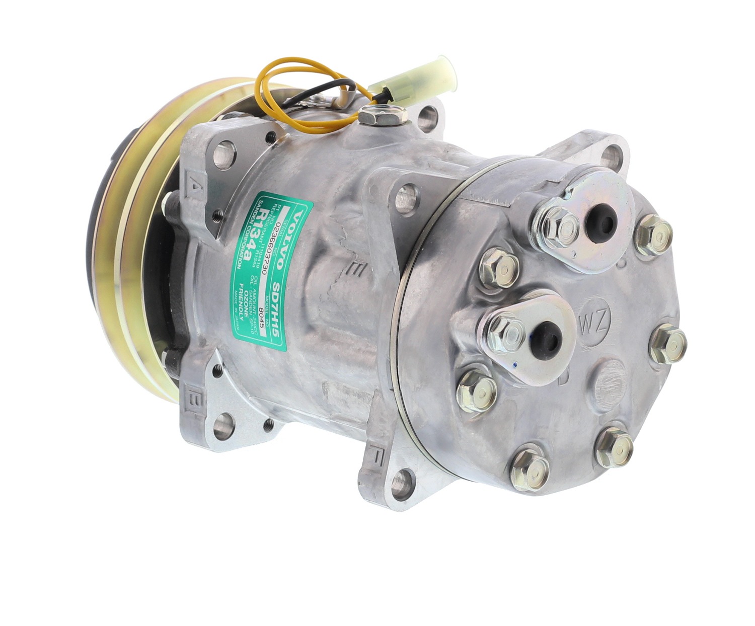 COMPRESOR DE AC AMERICAN AIR 7H15 2A 24V 132MM M.O COBERTOR PLASTICO TAPA WZ U6035 8045 8243 SANDEN - 2