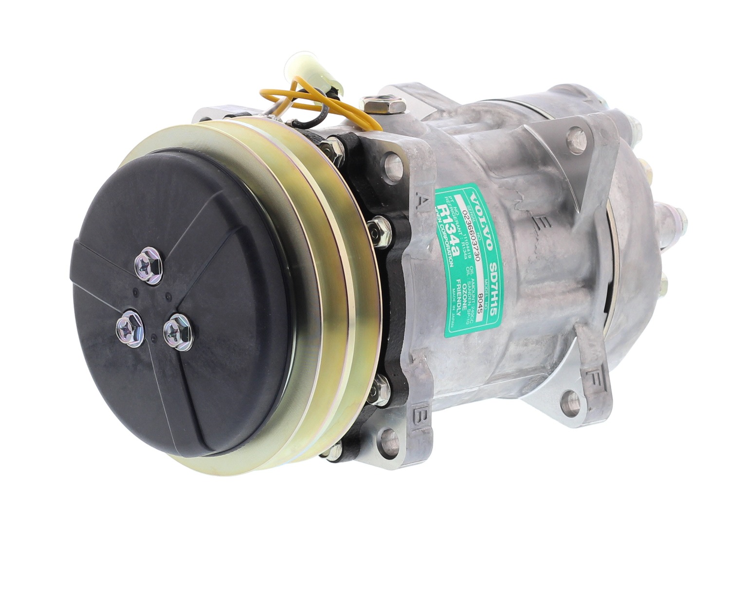 COMPRESOR DE AC AMERICAN AIR 7H15 2A 24V 132MM M.O COBERTOR PLASTICO TAPA WZ U6035 8045 8243 SANDEN - 8