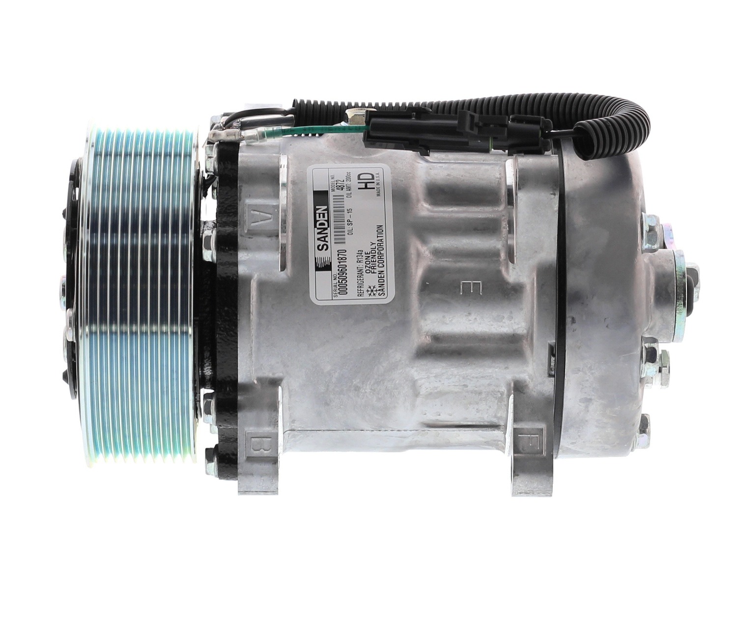 COMPRESOR DE AC AMERICAN AIR SD7H15 10PK 12V 125MM FLX7 M. OREJAS TAPA GV 4872 SANDEN - 1