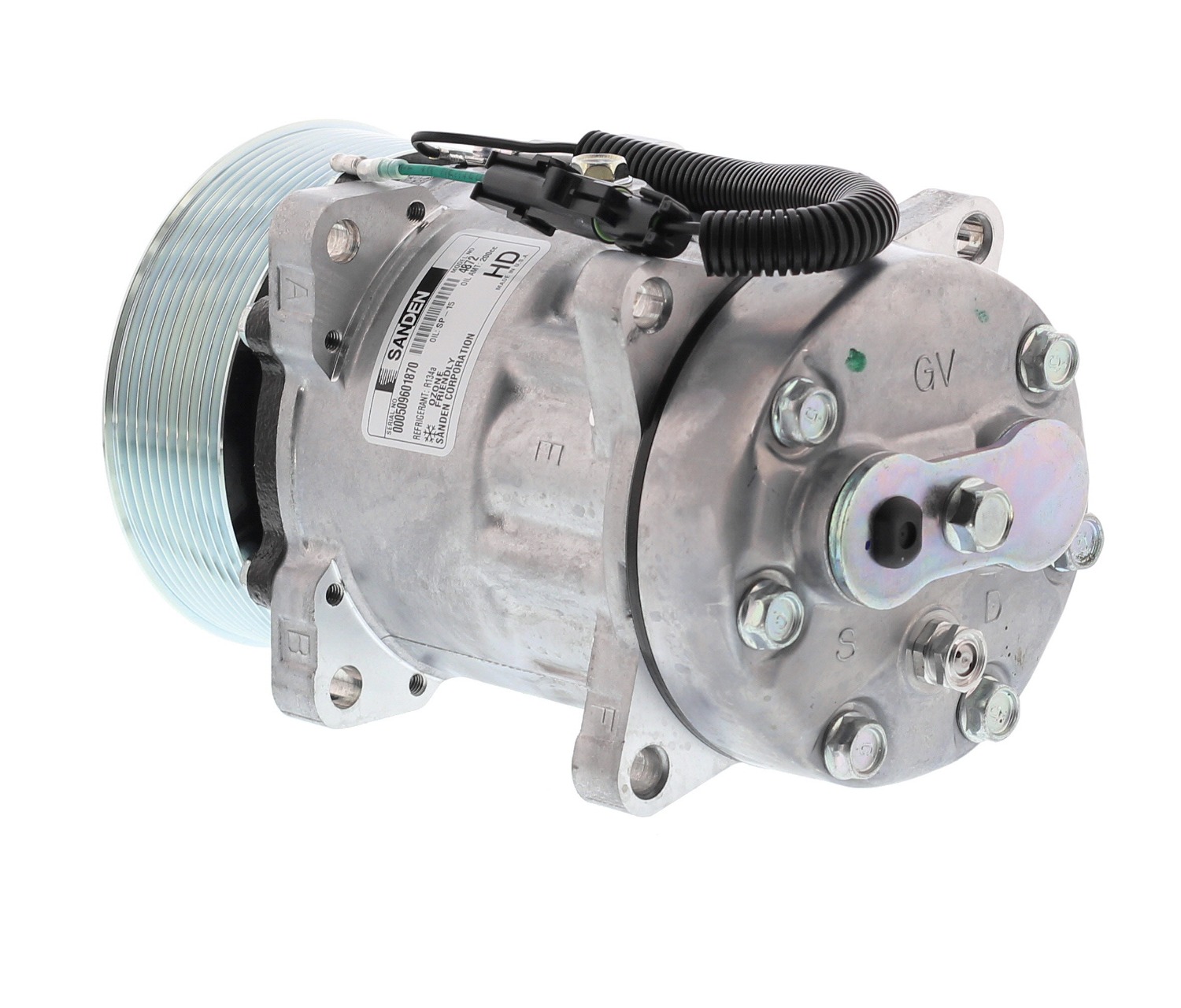 COMPRESOR DE AC AMERICAN AIR SD7H15 10PK 12V 125MM FLX7 M. OREJAS TAPA GV 4872 SANDEN - 2