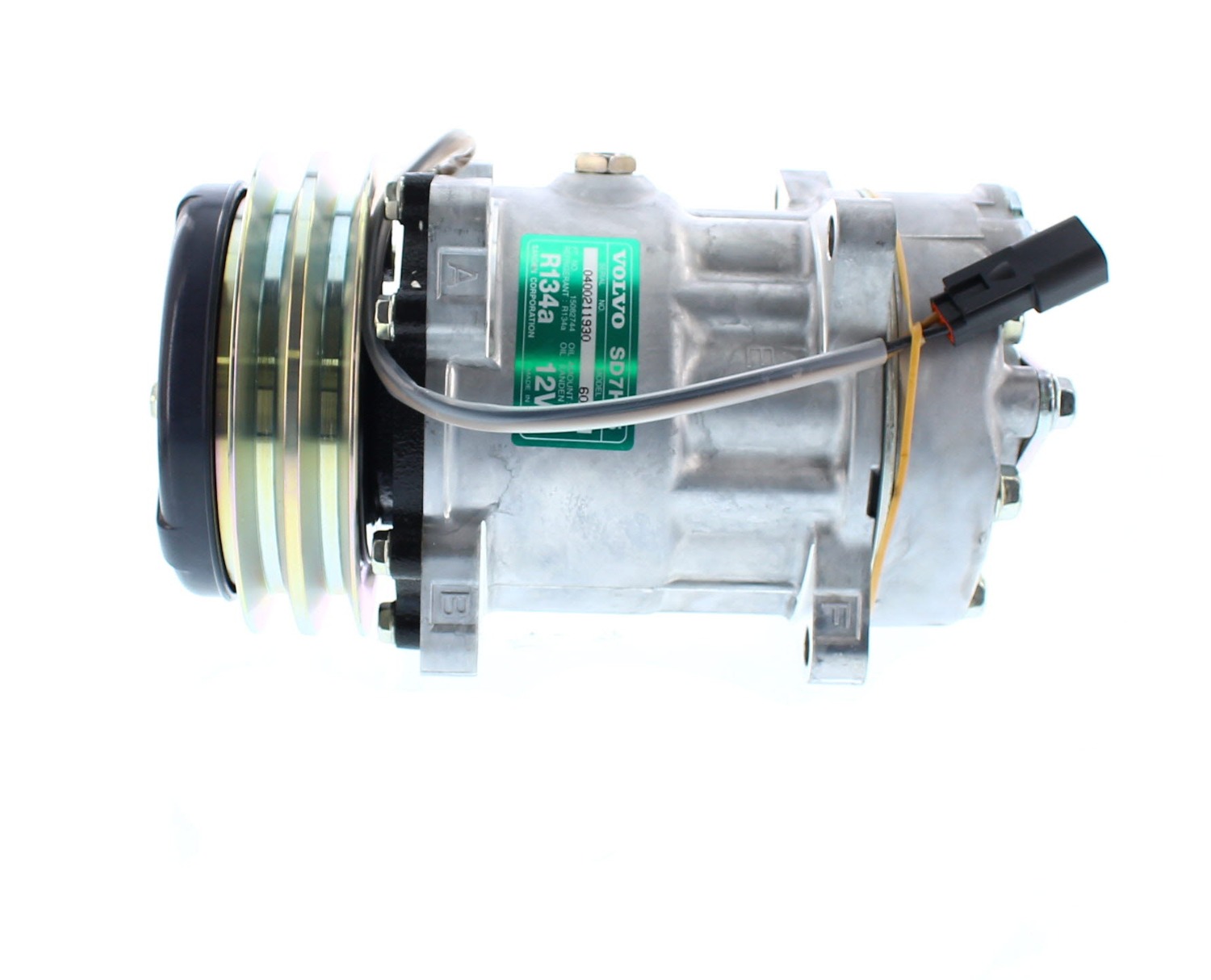 COMPRESOR DE AC AMERICAN AIR SD7H15 2A 12V 135MM MONTAJE OREJAS TAPA WV 6036 SANDEN - 1
