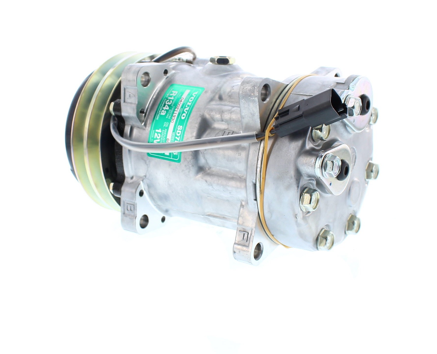 COMPRESOR DE AC AMERICAN AIR SD7H15 2A 12V 135MM MONTAJE OREJAS TAPA WV 6036 SANDEN - 2