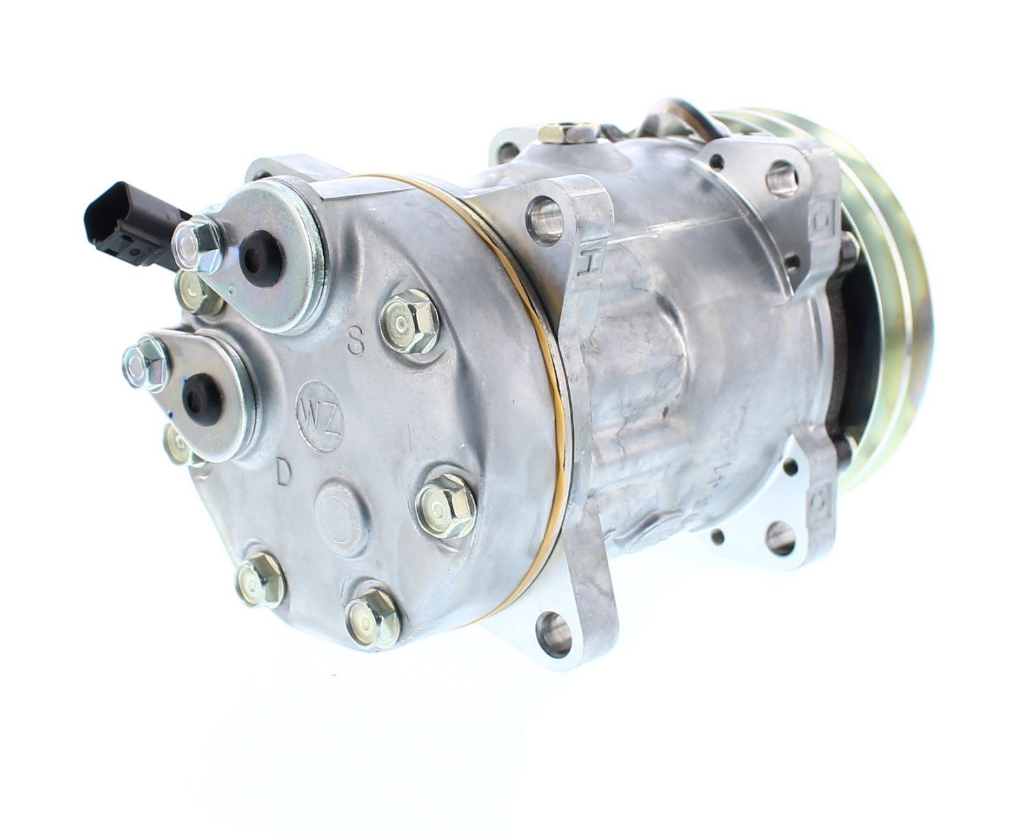 COMPRESOR DE AC AMERICAN AIR SD7H15 2A 12V 135MM MONTAJE OREJAS TAPA WV 6036 SANDEN - 4