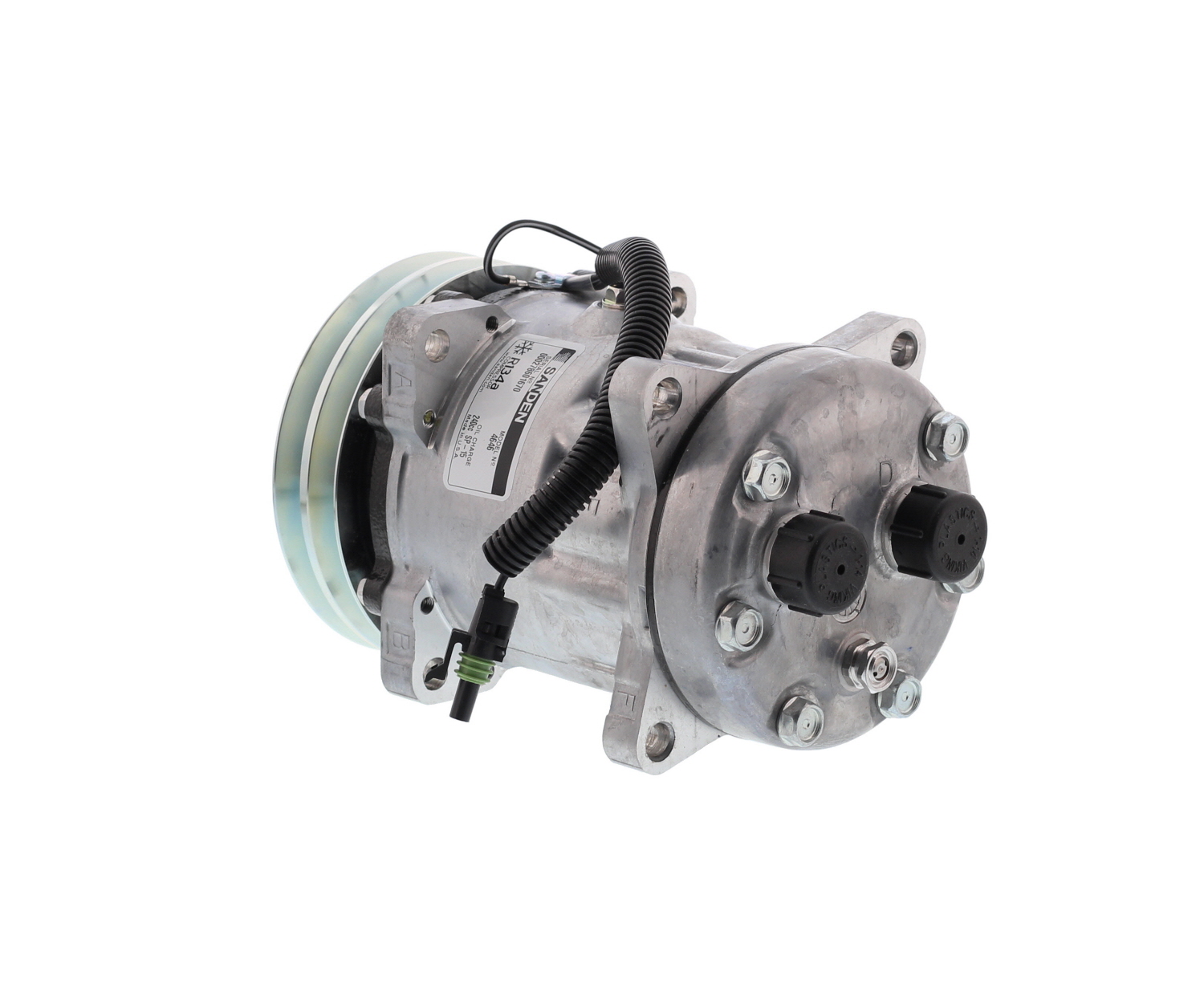 COMPRESOR DE AC AMERICAN AIR SD7H15 2A 12V 132MM MONTAJE OREJAS TAPA MJ 4646 SANDEN - 2