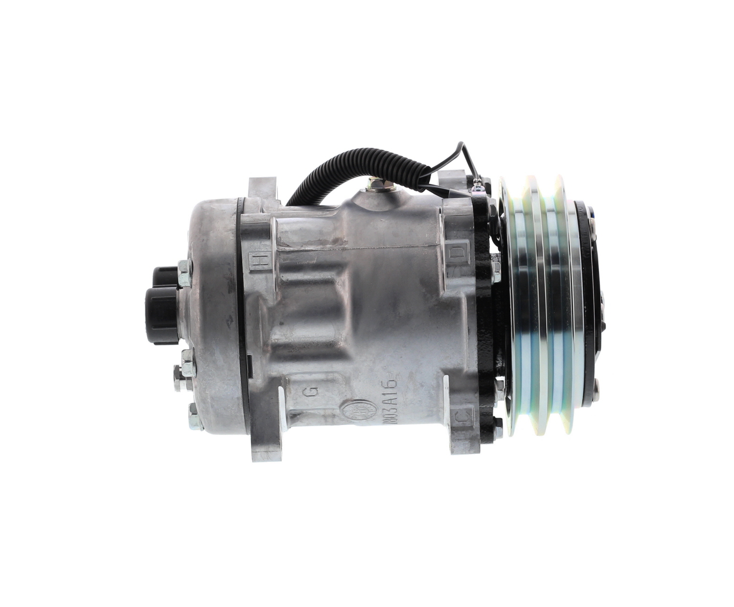 COMPRESOR DE AC AMERICAN AIR SD7H15 2A 12V 132MM MONTAJE OREJAS TAPA MJ 4646 SANDEN - 5