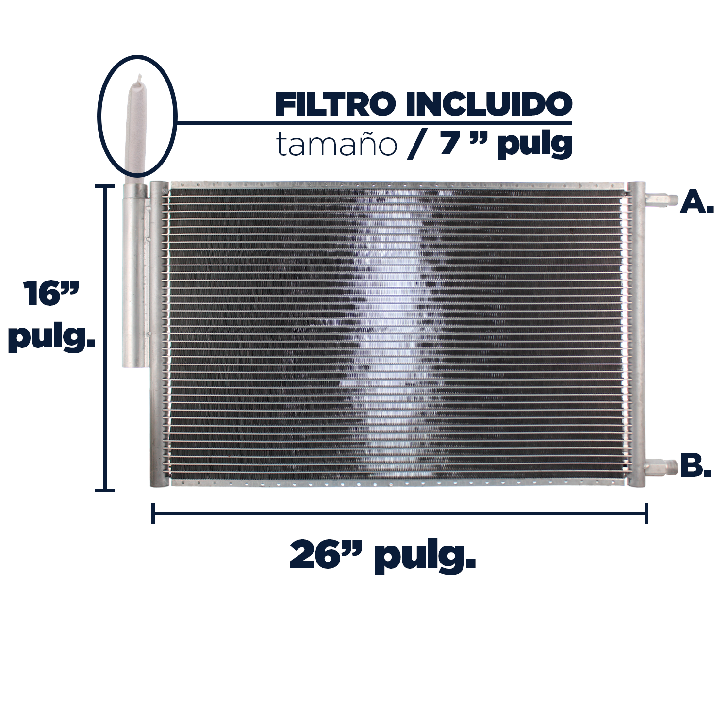 CONDENSADOR DE AC UNIVERSAL 16X26 CON FILTRO FLUJO PARALELO - 2