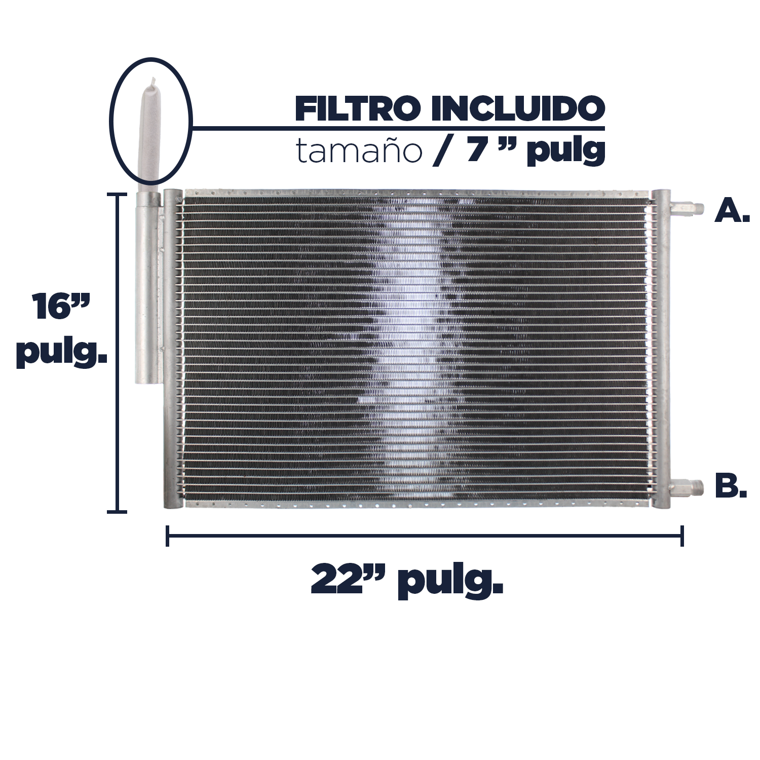 CONDENSADOR DE AC UNIVERSAL 16X22 CON FILTRO FLUJO PARALELO - 2