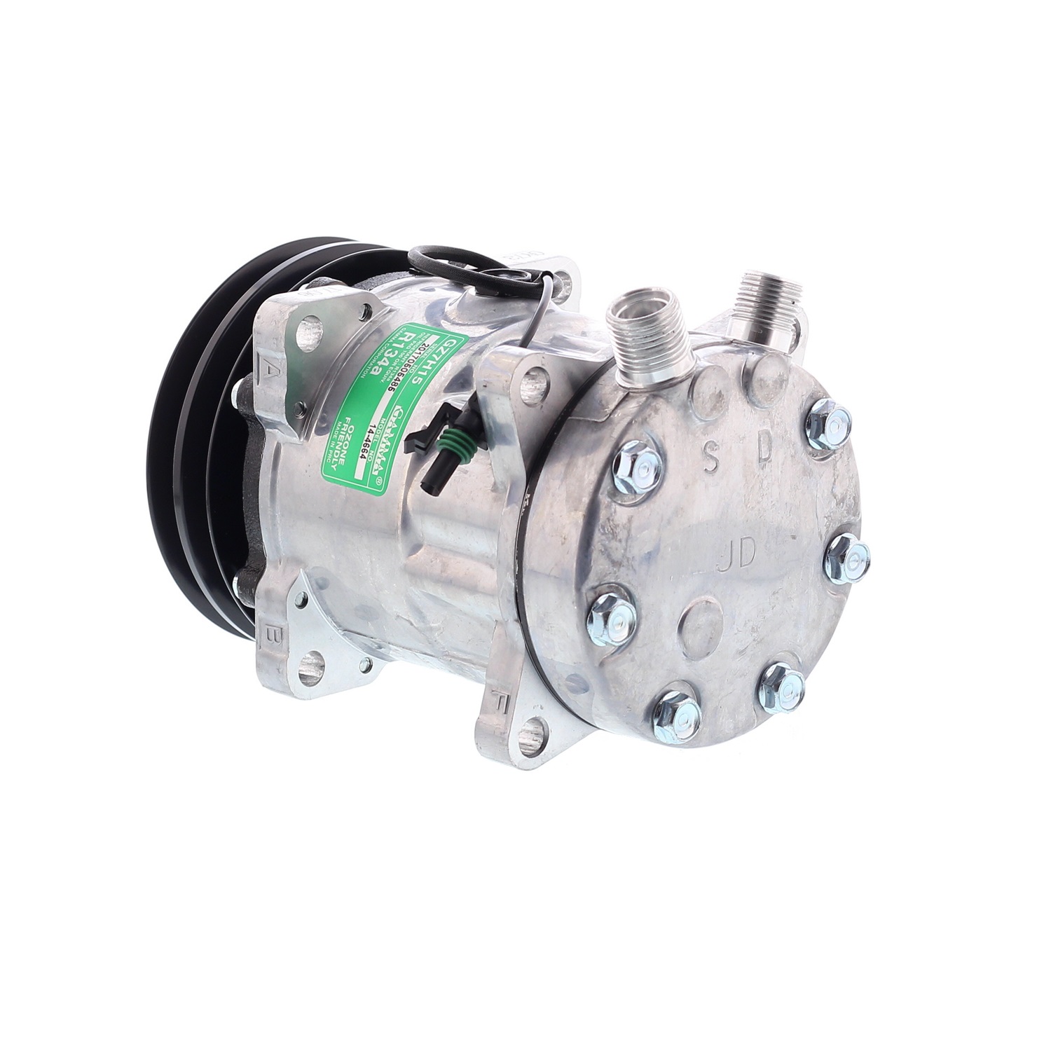 COMPRESOR DE AC AMERICAN AIR SD7H15 2A 12V 132MMTAPA JD (AM-SSB)8024 4664 - 2