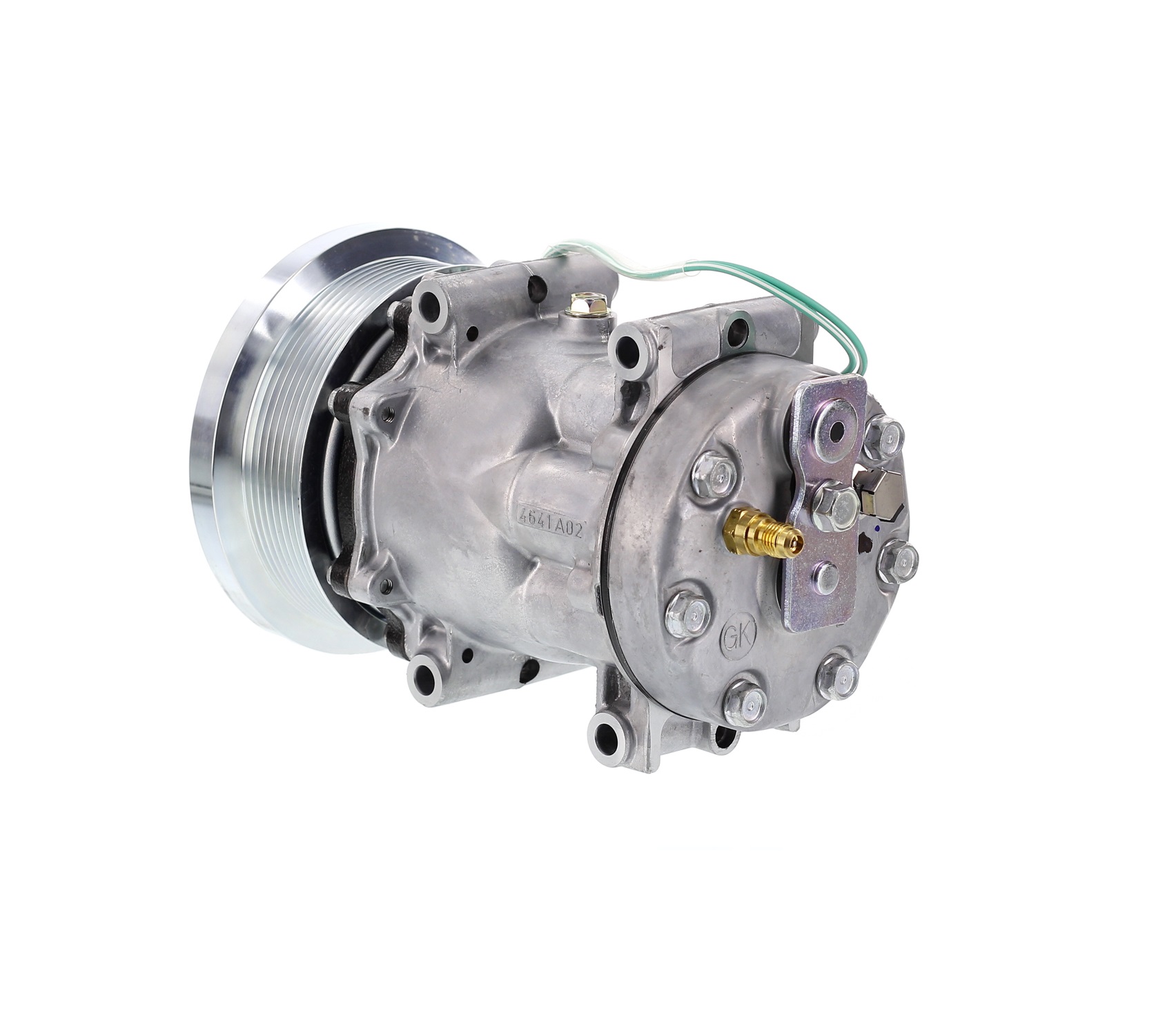 COMPRESOR DE AC AMERICAN AIR 7H15 8PK 24V 133MM POLEA MINERA TAPA GK 4769 4301 SANDEN - 2