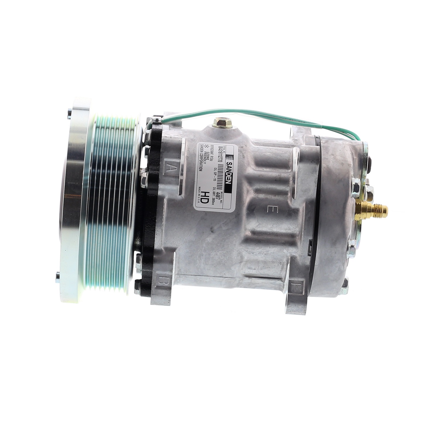 COMPRESOR DE AC AMERICAN AIR SD7H15HD 8PK 24V 132MM MONTAJE OREJAS TAPA GK 4487 4726 SANDEN - 1