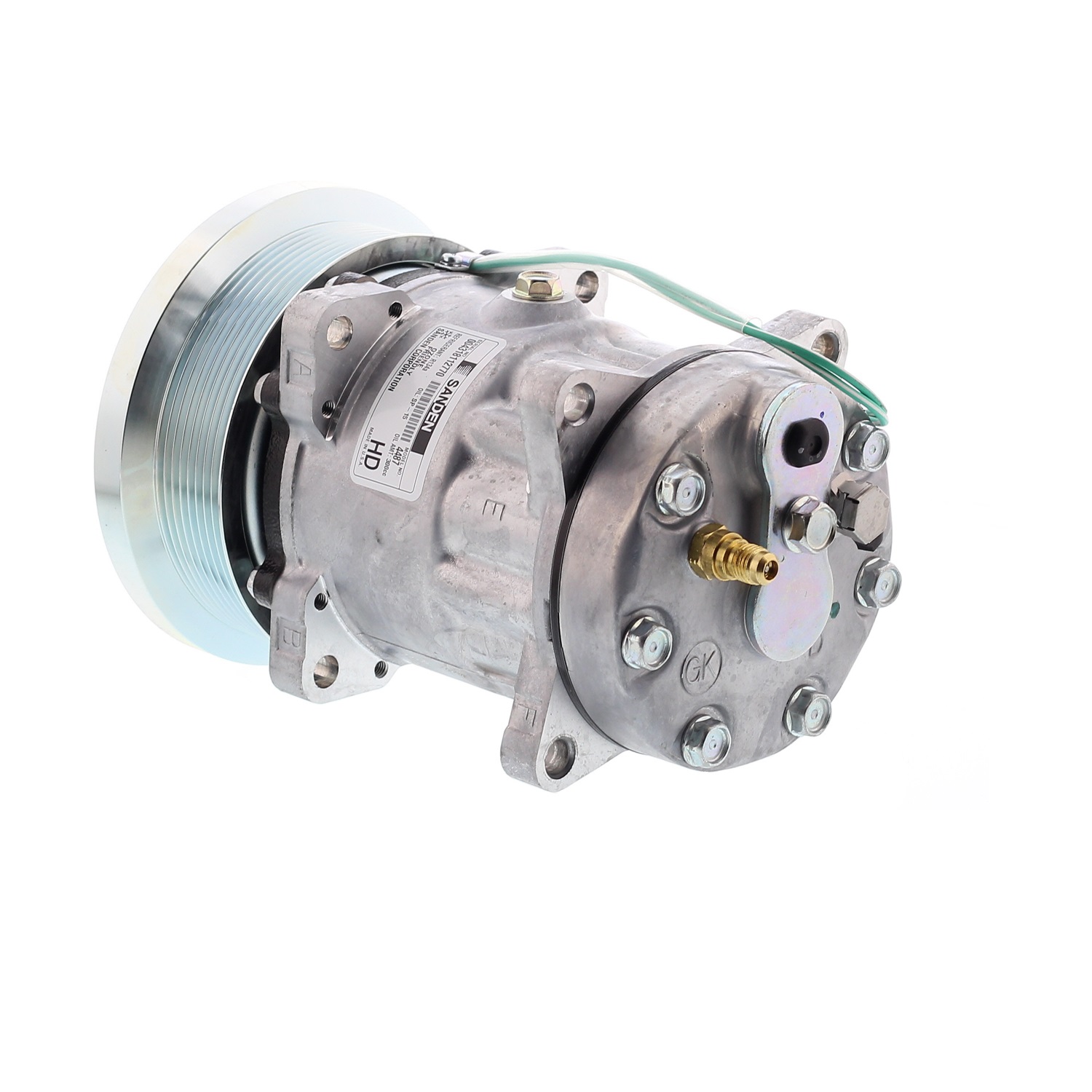 COMPRESOR DE AC AMERICAN AIR SD7H15HD 8PK 24V 132MM MONTAJE OREJAS TAPA GK 4487 4726 SANDEN - 2
