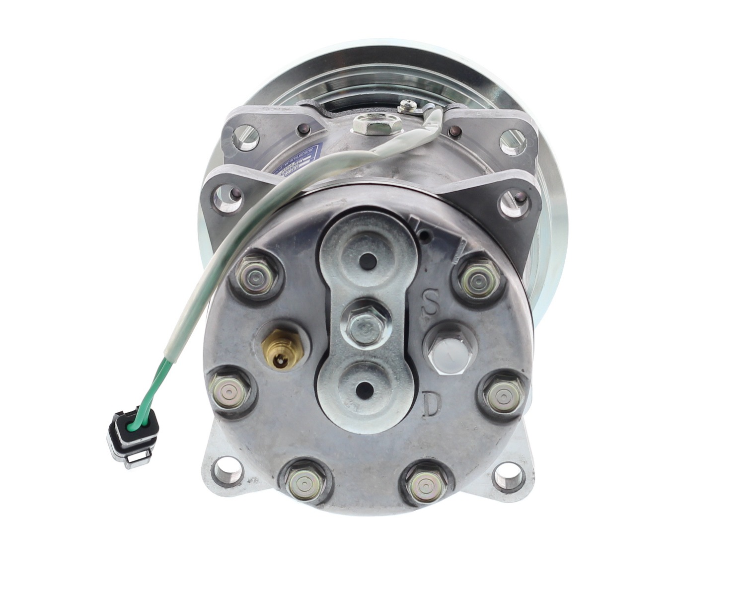 COMPRESOR DE AC AMERICAN AIR 7H15SHD 1A 24V 138MM MONTAJE OREJAS TAPA GK 4479 4468 4604 8107 SANDEN - 3