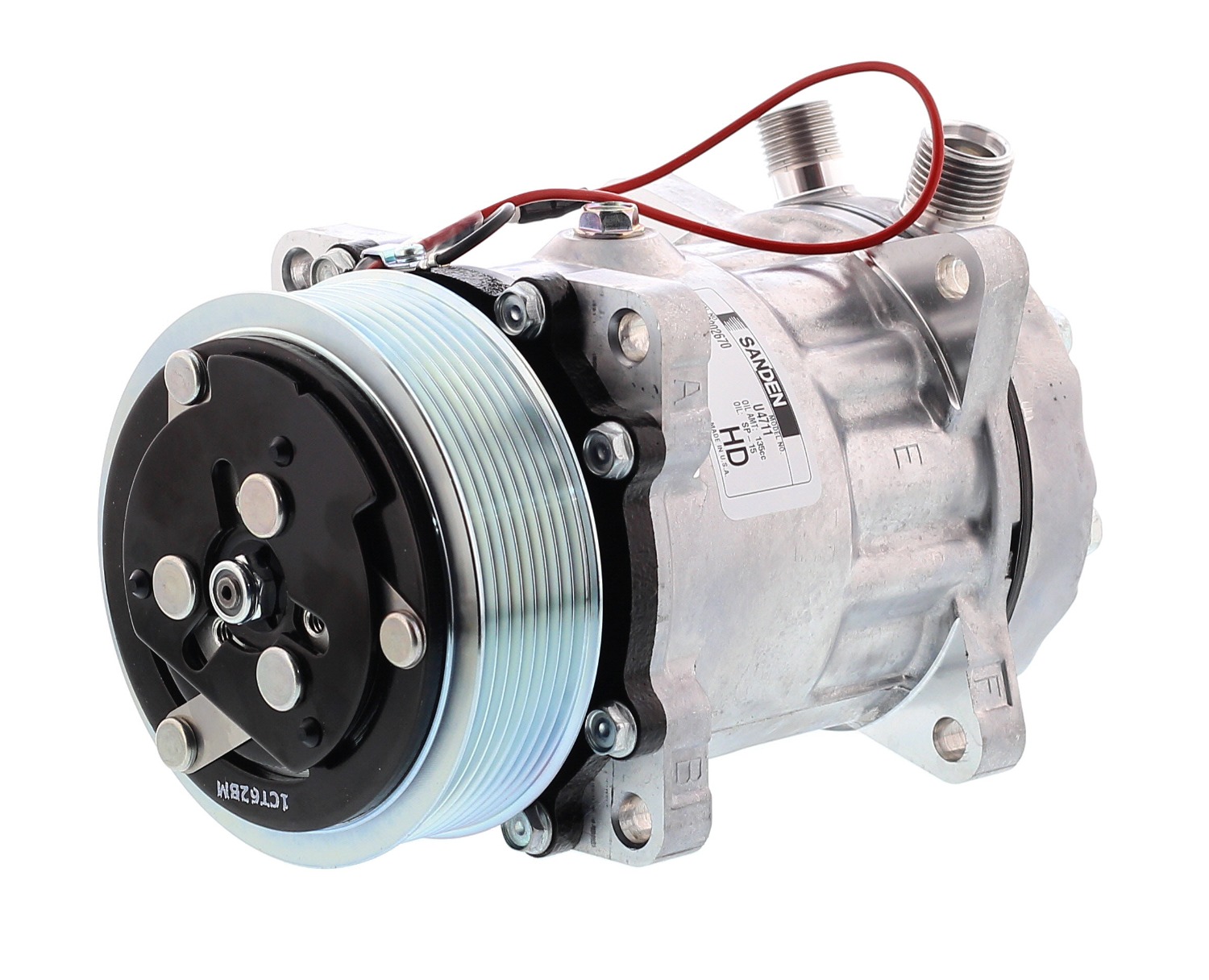 COMPRESOR DE AC AMERICAN AIR 7H15 8PK 12V 119MM MONTAJE OREJAS TAPA JD 4711 8103 SANDEN - 8