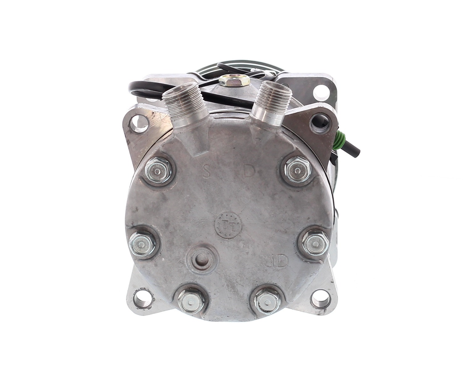 COMPRESOR DE AC AMERICAN AIR SD7H15 2A 12V 125MM MONTAJE OREJAS TAPA JD U4779 SANDEN - 3
