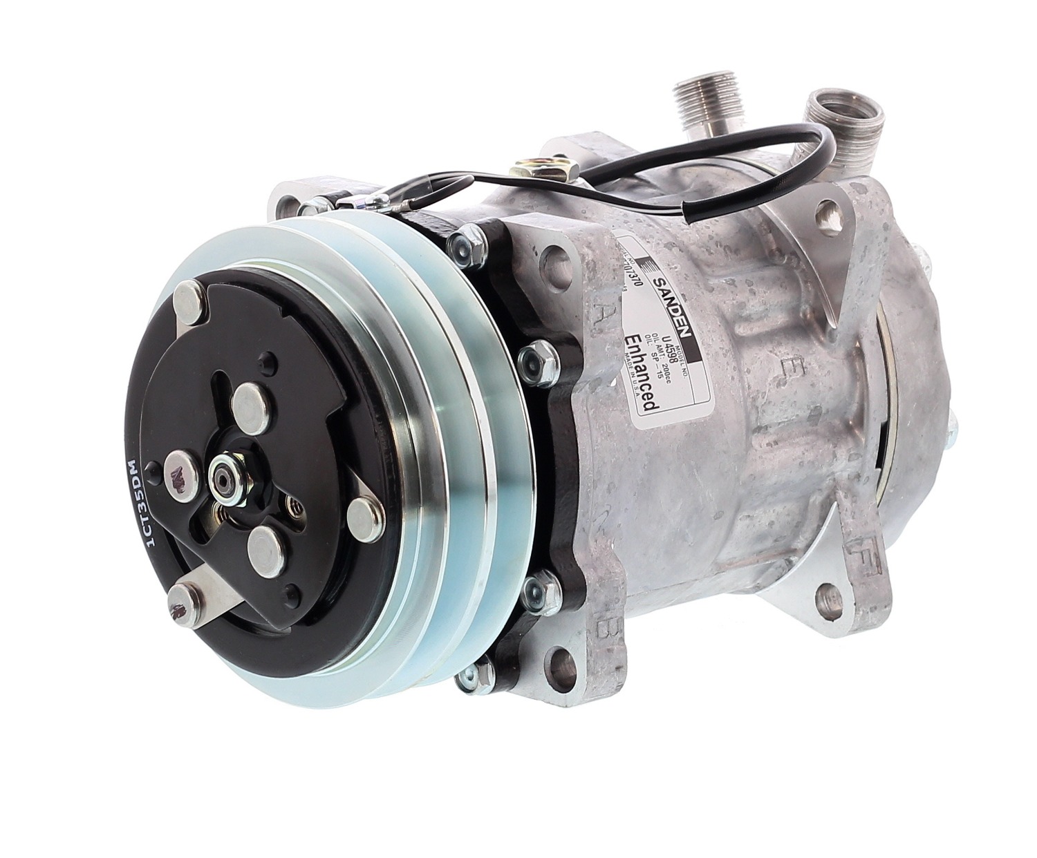 COMPRESOR DE AC AMERICAN AIR SD7H15 2A 12V 125MM MONTAJE OREJAS TAPA JD U4779 SANDEN - 8