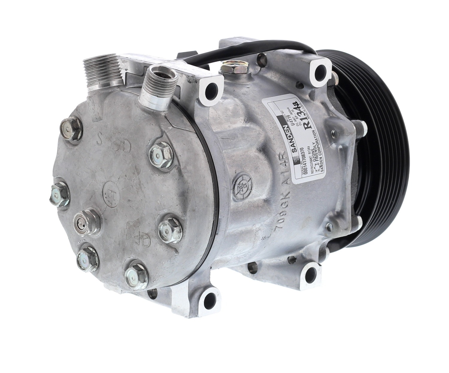 COMPRESOR DE AC AMERICAN AIR SD7H15 6PK 12V 125MM MONTAJE DIRECTO TAPA JDA 4883 SANDEN - 4