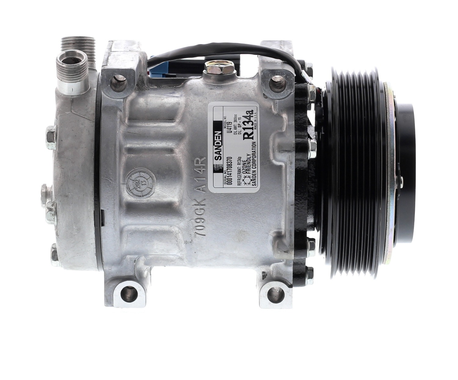 COMPRESOR DE AC AMERICAN AIR SD7H15 6PK 12V 125MM MONTAJE DIRECTO TAPA JDA 4883 SANDEN - 5
