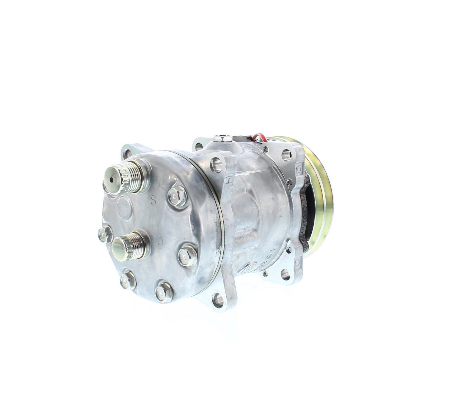 COMPRESOR DE AC AMERICAN AIR 7H13 2A 12V 125MM MONTAJE OREJAS TAPA KG 7301 SANDEN - 4
