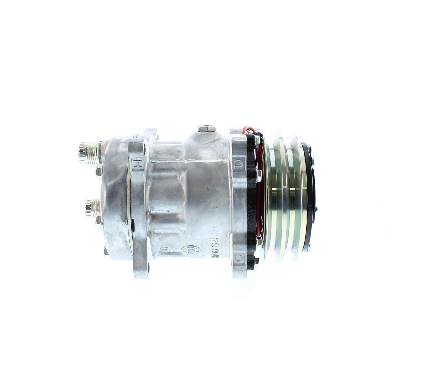 COMPRESOR DE AC AMERICAN AIR 7H13 2A 12V 125MM MONTAJE OREJAS TAPA KG 7301 SANDEN - 5