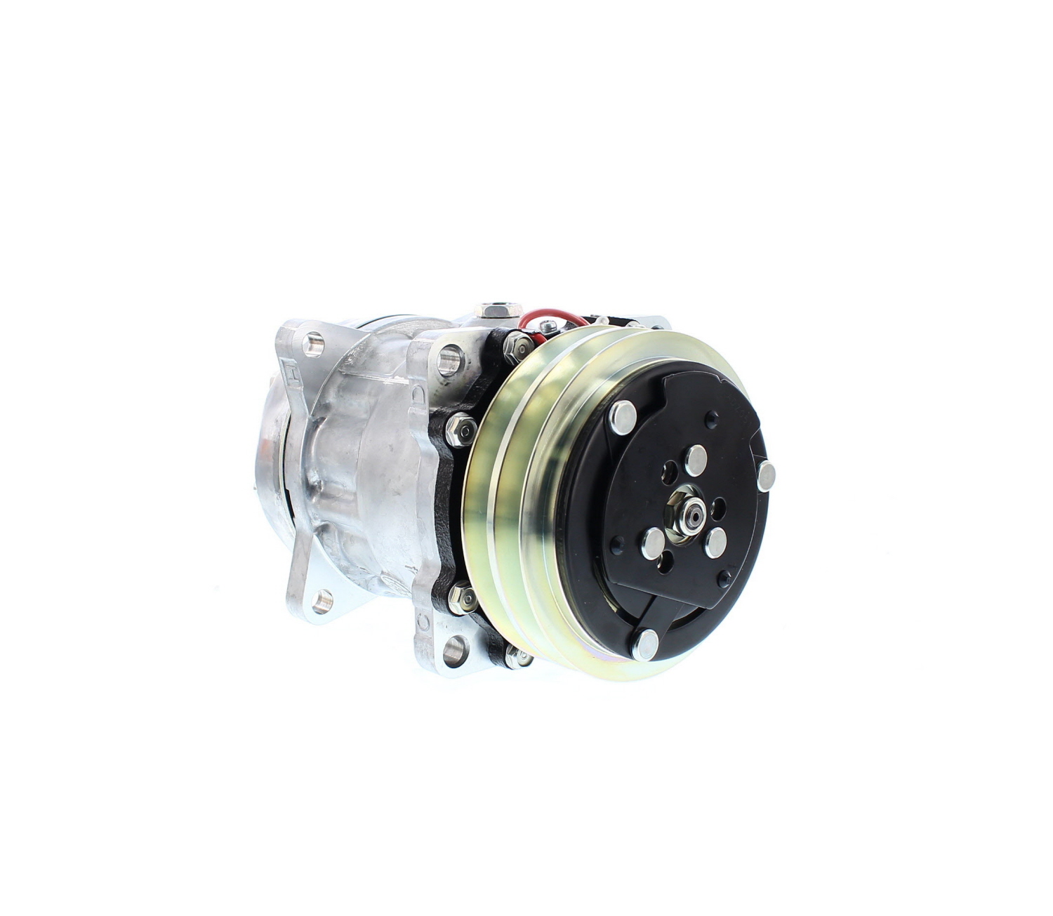COMPRESOR DE AC AMERICAN AIR 7H13 2A 12V 125MM MONTAJE OREJAS TAPA KG 7301 SANDEN - 6