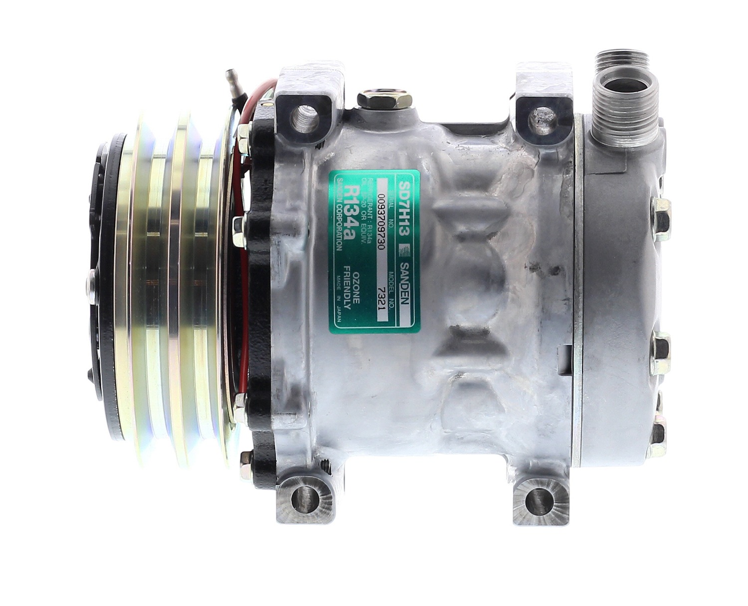 COMPRESOR DE AC AMERICAN AIR 7H13 2A 12V 125MM MONTAJE DIRECTO TAPA JD/JE/FC 7321 SANDEN - 1